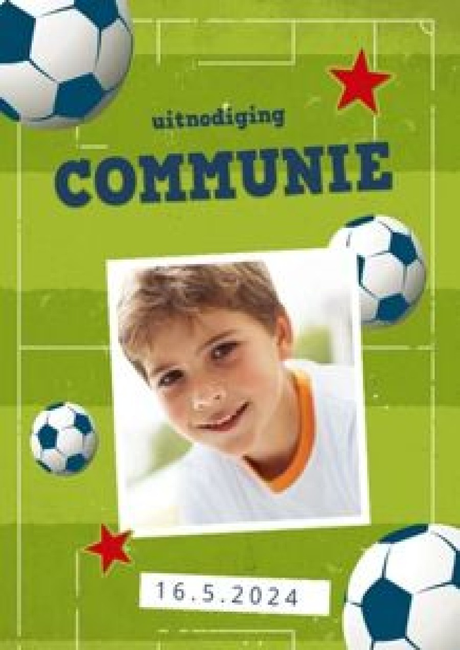 Communiekaarten | Kaarten Kaartje2go Communie Uitnodiging Voetbal