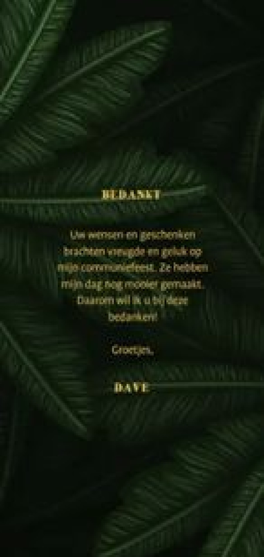 Communiekaarten | Kaarten Kaartje2go Bedankkaartje Communie Jungle Bladeren Met Foto'S