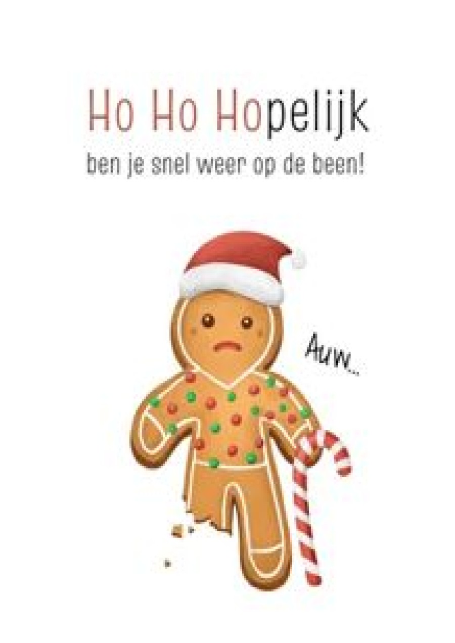 Beterschapskaarten | Kaarten Kaartje2go Beterschapskaartje Gingerbreadman Been Gebroken