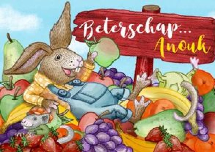 Beterschapskaarten | Kaarten Kaartje2go Beterschap Fruit Dieren Grappig