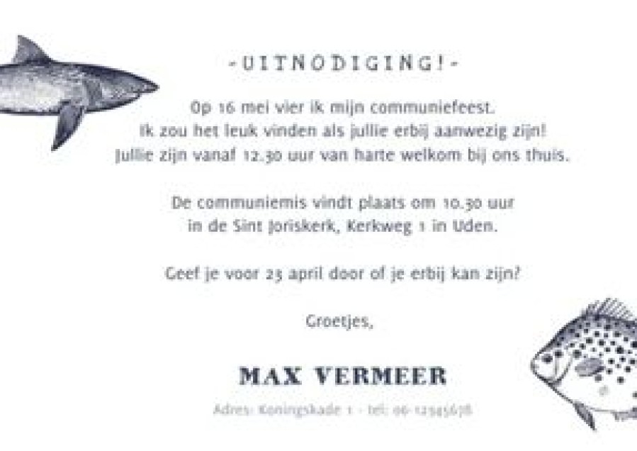 Communiekaarten | Kaarten Kaartje2go Stoere Communie Uitnodiging Zeedieren En Foto