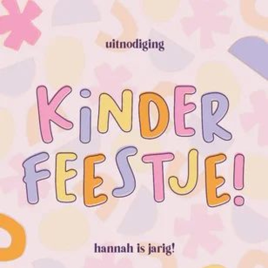 Kinderfeestjes | Kaarten Kaartje2go Vrolijke Uitnodiging Kinderfeestje Met Speelse Letters