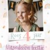 Kinderfeestjes | Kaarten Kaartje2go Uitnodiging Kinderfeestje Met Regenboogjes En Foto