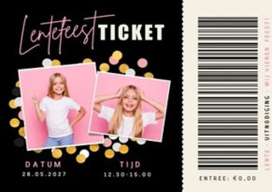 Communiekaarten | Kaarten Kaartje2go Stoere Uitnodiging Lentefeest Ticket Als Entreebewijs