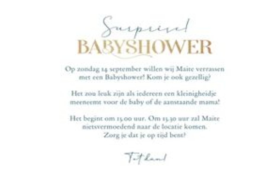 Uitnodigingen | Kaarten Kaartje2go Babyshower Jongen Uitnodiging Waterverf Blauw Confetti Goud