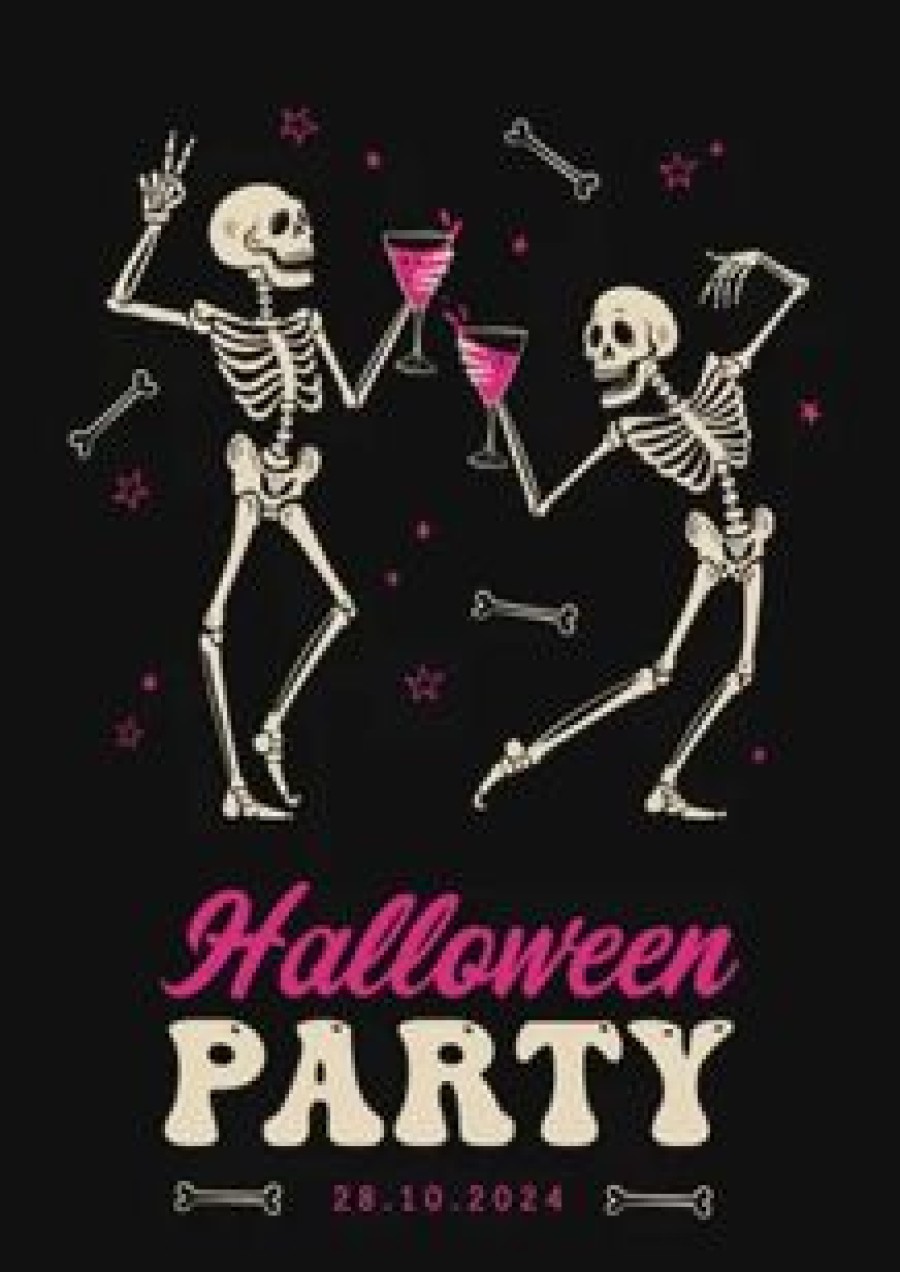 Uitnodigingen | Kaarten Kaartje2go Halloween Party Cocktails Dansende Skeletten Grappig