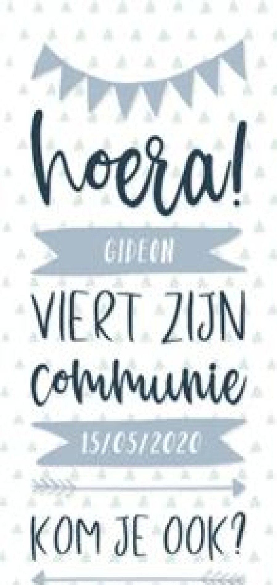 Communiekaarten | Kaarten Kaartje2go Communiekaart Typografisch Met Slingers En Pijlen Jongen