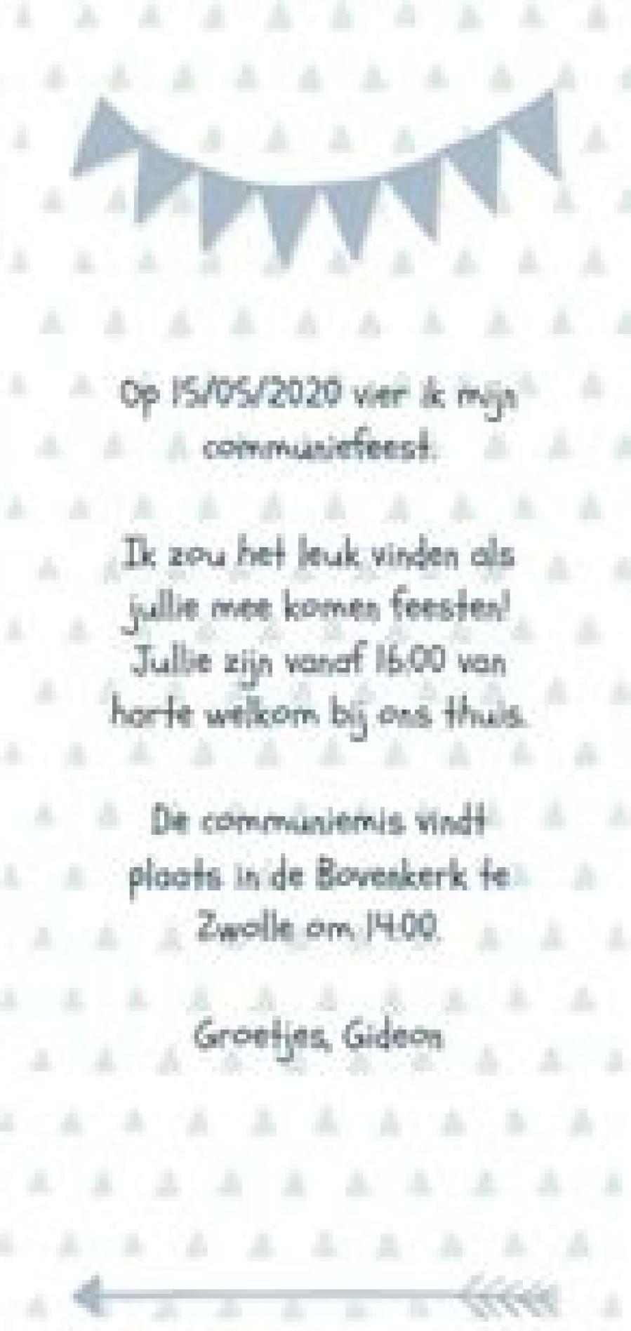 Communiekaarten | Kaarten Kaartje2go Communiekaart Typografisch Met Slingers En Pijlen Jongen