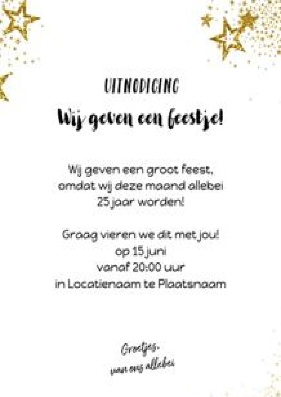 Uitnodigingen | Kaarten Kaartje2go Feestelijke Foto Kaart Uitnodiging Met Gouden Sterren