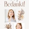 Communiekaarten | Kaarten Kaartje2go Vormsel Communie Bladeren Bloemen Foto Bedankt Kruis