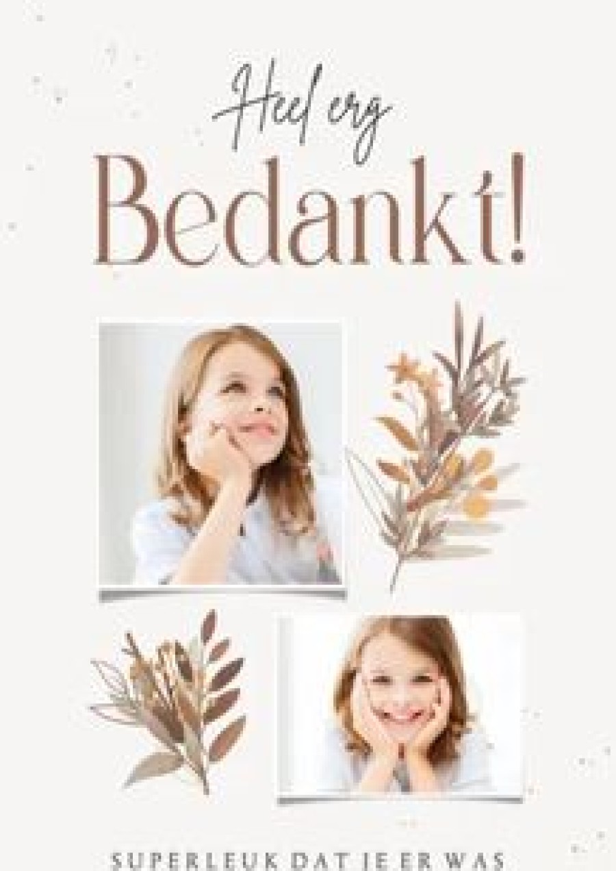 Communiekaarten | Kaarten Kaartje2go Vormsel Communie Bladeren Bloemen Foto Bedankt Kruis