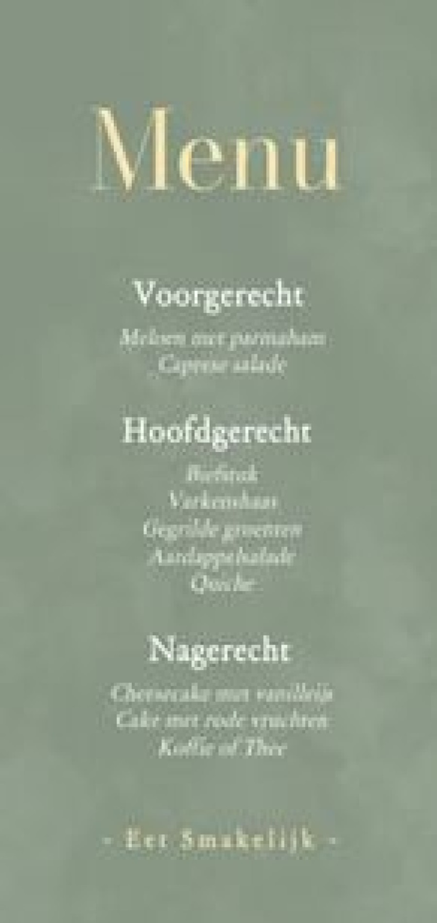 Communiekaarten | Kaarten Kaartje2go Waterverf Groen Textuur Menukaarten Met Gouden Kraanvogel