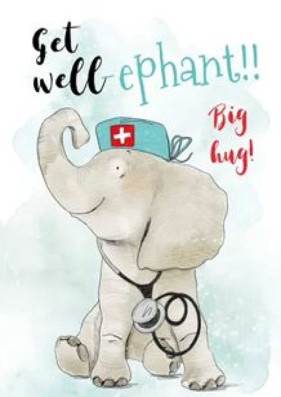 Beterschapskaarten | Kaarten Kaartje2go Lieve Beterschapskaart Get Well Olifant Dokter