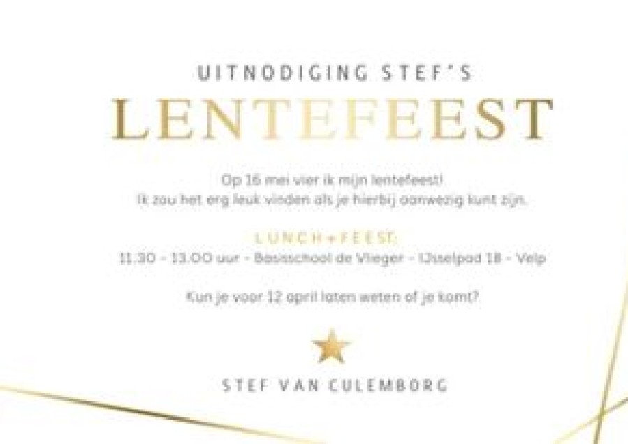 Communiekaarten | Kaarten Kaartje2go Uitnodiging Lentefeest Met Eigen Foto En Geometrische Lijnen