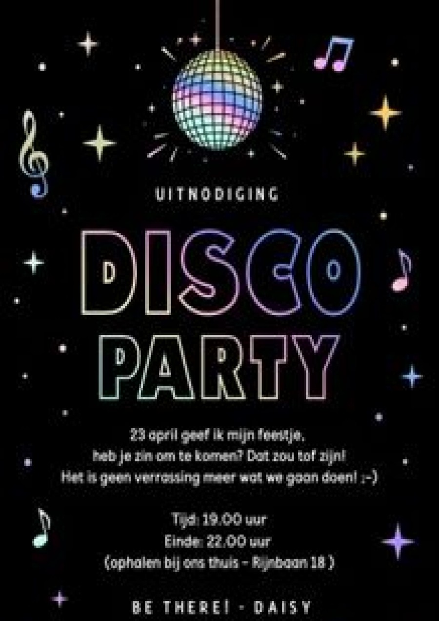 Kinderfeestjes | Kaarten Kaartje2go Hippe Uitnodiging Voor Een Disco Feestje Met Regenboog Folie