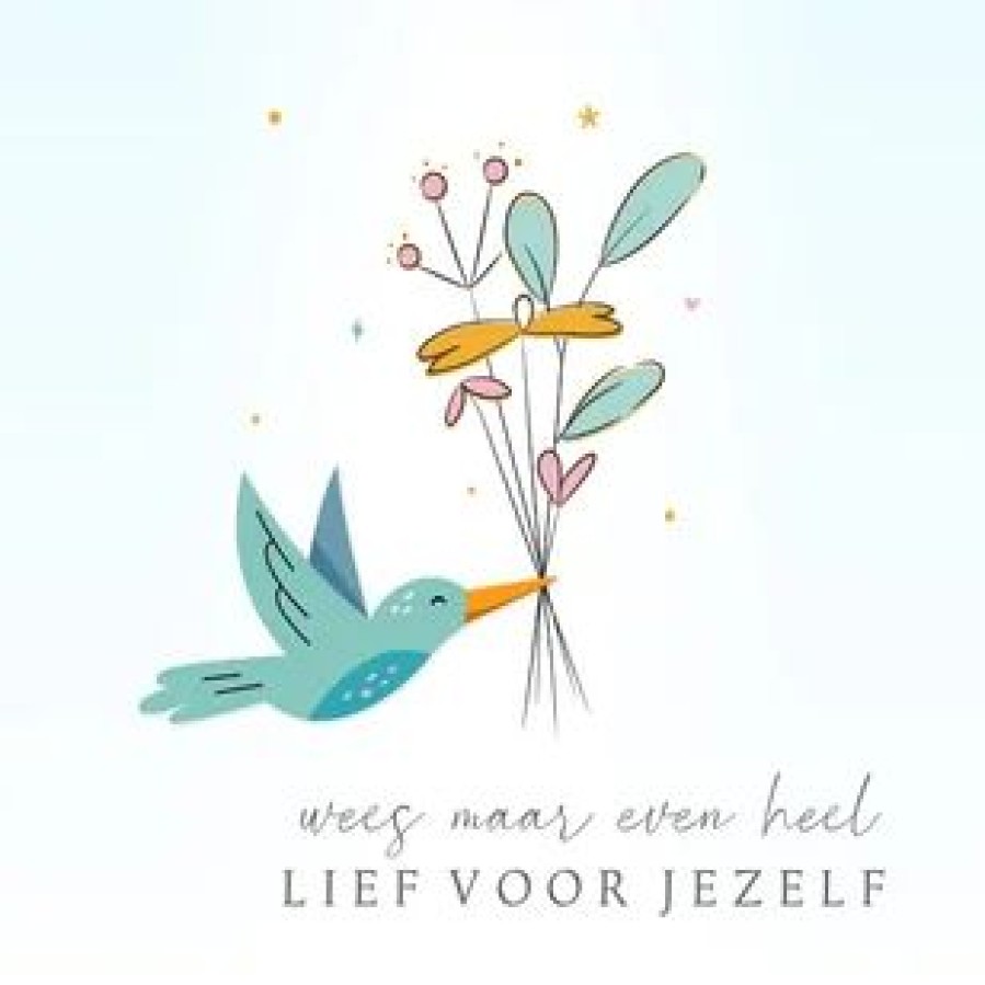 Beterschapskaarten | Kaarten Kaartje2go Beterschapskaart Vliegende Vogel Met Bosje Wilde Bloemen