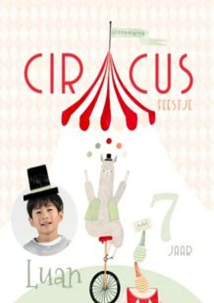 Kinderfeestjes | Kaarten Kaartje2go Circus Kinderfeestje Uitnodiging Alpaca Balanceren Foto