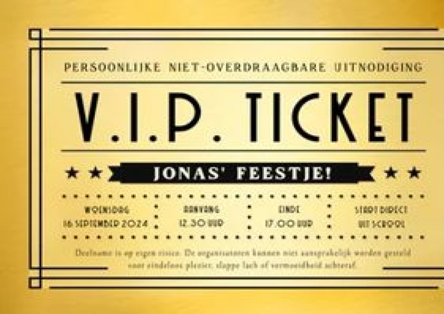 Kinderfeestjes | Kaarten Kaartje2go Grappige V.I.P. Ticket Uitnodiging Voor Een Kinderfeestje