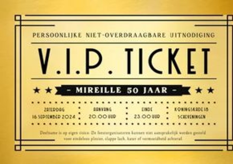 Uitnodigingen | Kaarten Kaartje2go Grappige En Originele V.I.P. Ticket Uitnodiging Verjaardag