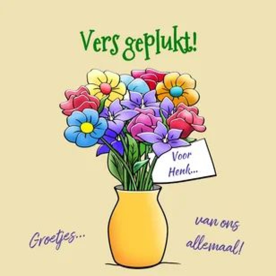 Beterschapskaarten | Kaarten Kaartje2go Grappig Opkikkertje Met Bos Vers Geplukte Bloemen